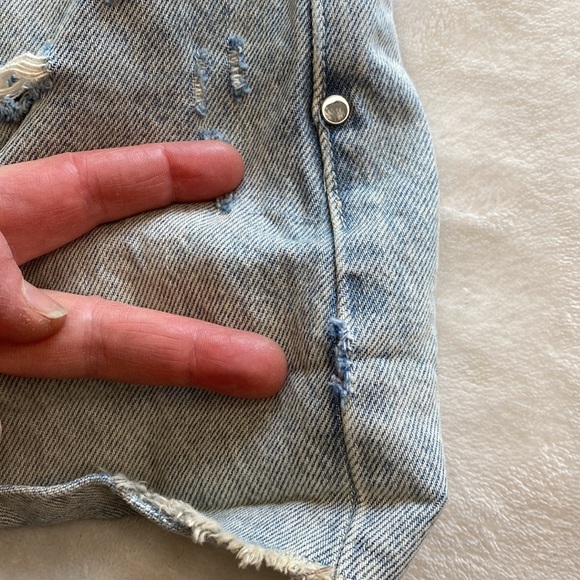 Alexander Wang Shorts Sz 31 Denim X Hike Rolled Button Fly High Waist Distressed - Picture 8 of 16
